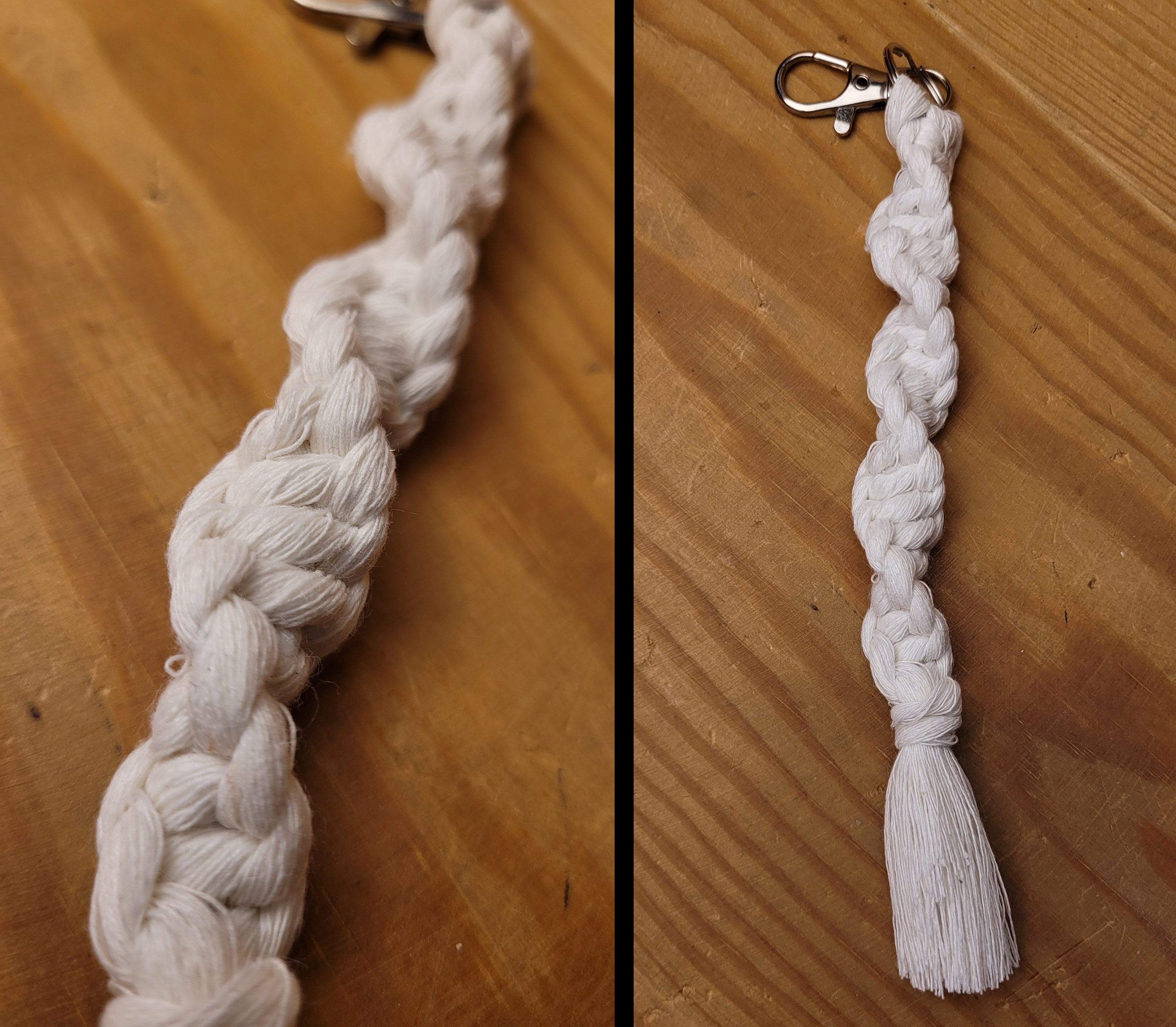 Handcrafted Macrame Key Ring Pendant With Carabiner Handcrafted Macrame Key Ring Pendant With Carabiner