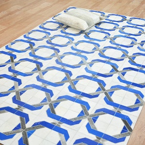 High Quality Genuine Leather Rug For Living Room, Office, Bedroom, Entryway, Handmade Leather Patchwork Rug, 4x6 Decorative Leather Area Rug
