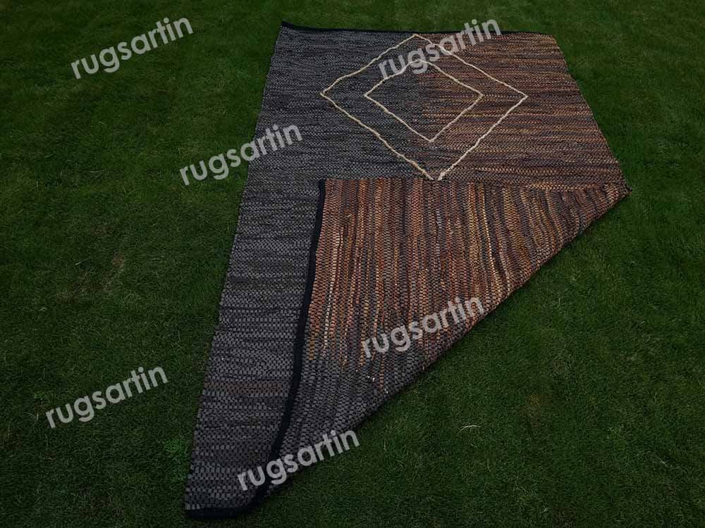 Natural Leather and Jute Area Rug Stylish Braided Rug for Etsy