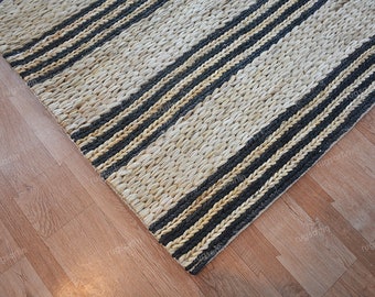 Natural Jute Rug For Living Room, Hallway, Entryway, Braided Sustainable Rustic Charm Area Rug for Bohemian Decor, 4x6,5x8,8x10 Indian Rug