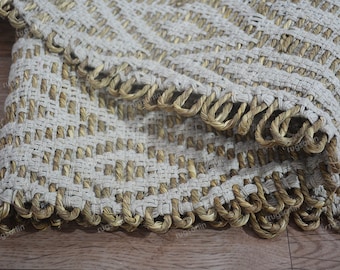 Handmade Jute Rug, Jute Braided Dhurrie, Handwoven Natural Bohemian Rug, Large Area Living Room Boho Decor 4x6 5x8, 8x10, Custom Size Rug