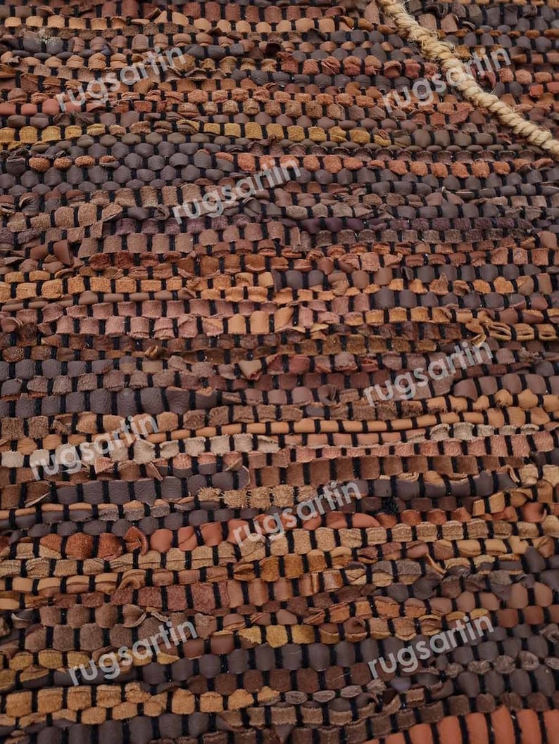 Natural Leather and Jute Area Rug Stylish Braided Rug for - Etsy