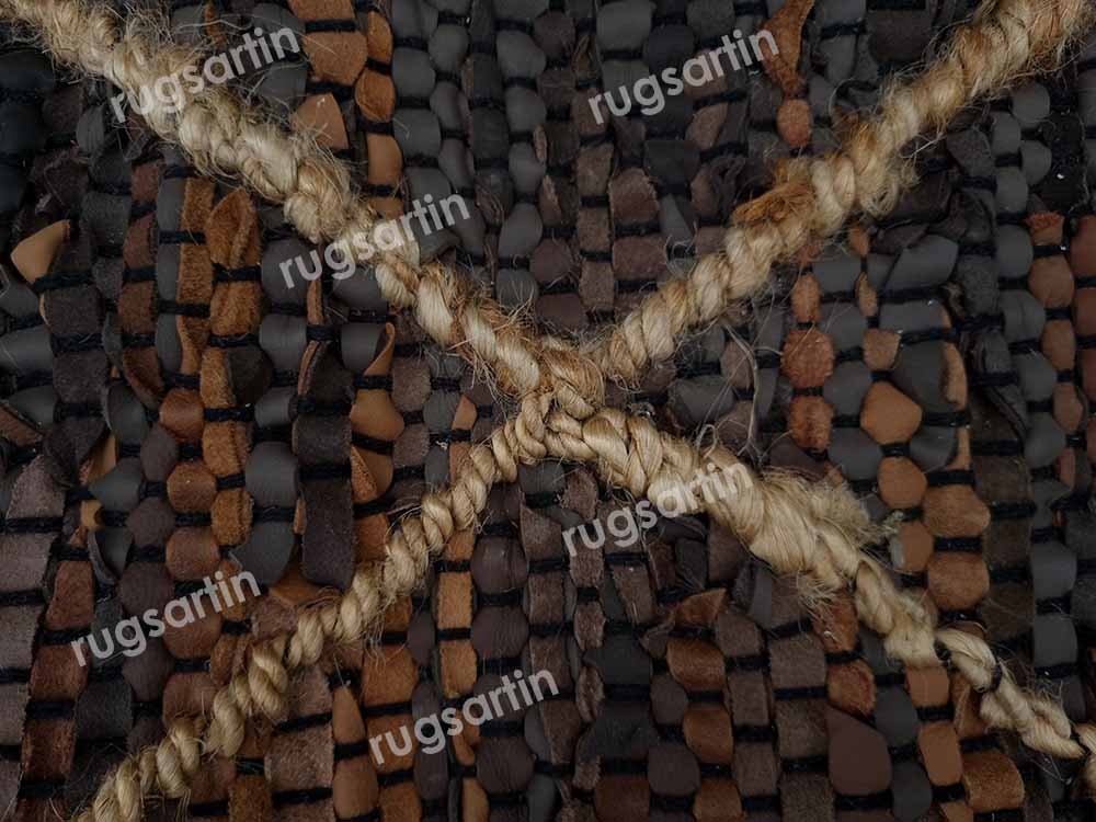Natural Leather and Jute Area Rug Stylish Braided Rug for Etsy