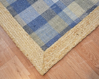 Indian Handwoven Jute Wool Rug for Living Room, Bedroom, Kitchen, Entryway, 4x6 5x8 6x9 8x10 9x12 Customized Floor Rug, Home Decor Gifts