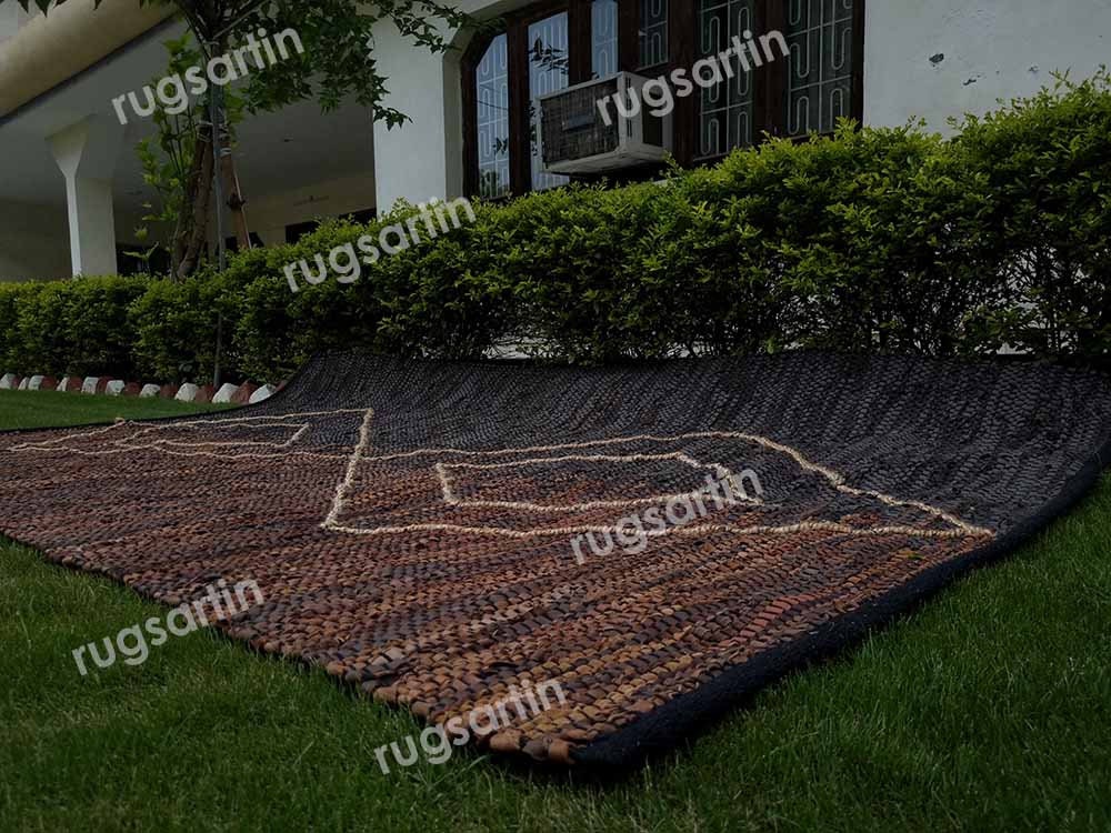 Natural Leather and Jute Area Rug Stylish Braided Rug for Etsy