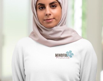 Mindful Muslimah Long Sleeve T-Shirt, Flower, Ramadan, Eid, Muslim Girl Hijab Gift, Islamic, Eid Long Sleeve Tee