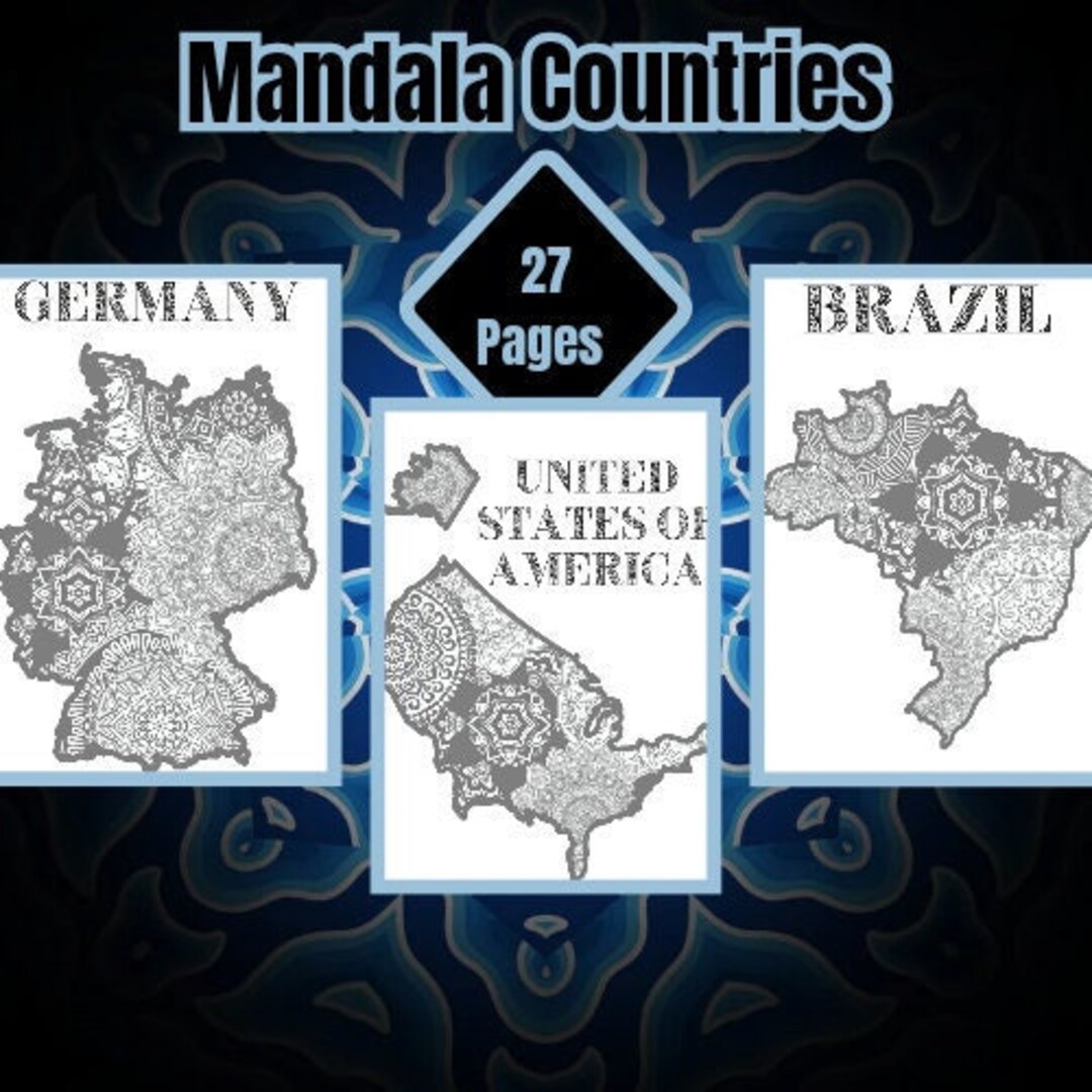Coloring of the Mandala Countries Instant Downloading PDF Etsy