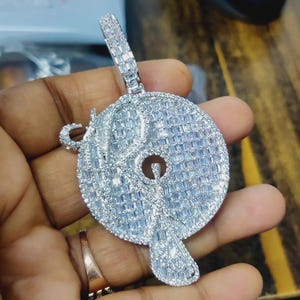 Diamant Baguette Angepasste Buchstabe Anhänger Simulierter Diamant 14K Weißgold Finish Silber Benutzerdefinierte Jeder Anfangsbuchstabe Anhänger Hip Hop Anhänger