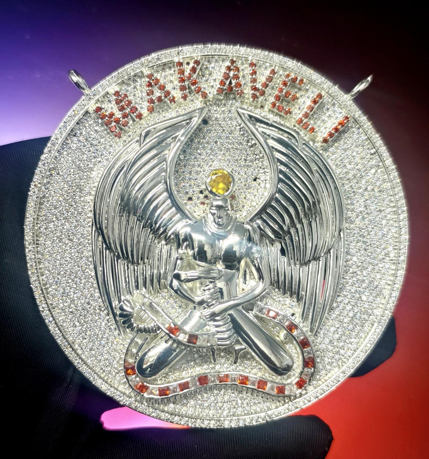 Makaveli 超BIGネックレス 5ct Round Cut Moissanite Men's MAKAVELI Custom Pendant 14K