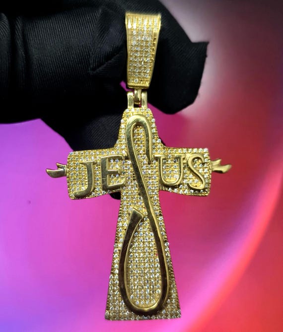 Plaqué Or Pendentif Croix En Diamant Pendentif Croix De Jésus