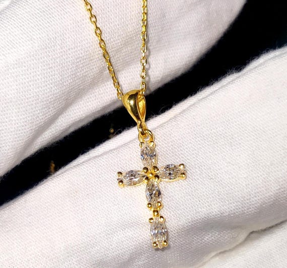 Kreuzkette Silber Damen Echt 925 Silber Kreuz-Anhänger Mit