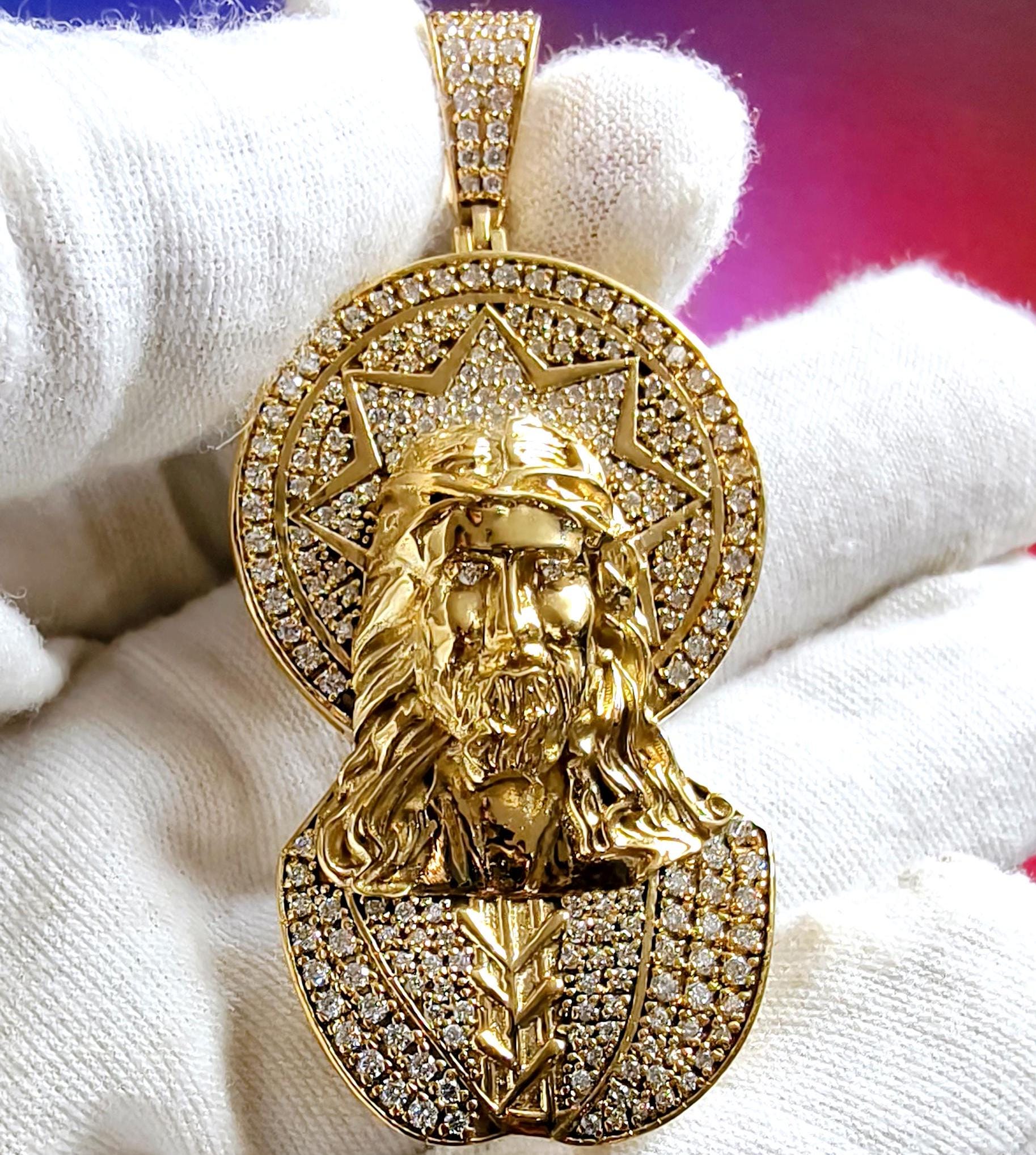 Hip Hop 3ct Round VVS1/D Diamond Jesus Pendant/ Iced Out