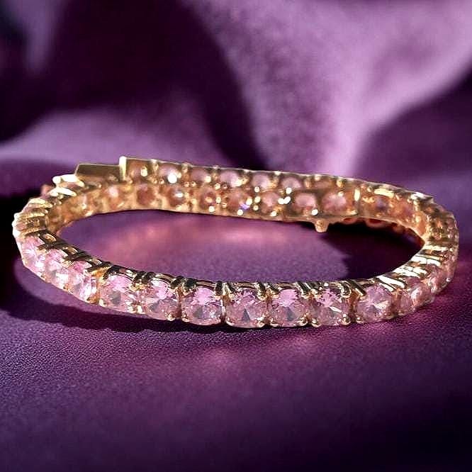 Pink Diamond Tennis Armband: 14K Rosegold plattiert, Lab-Created Diamonds, 7.5"