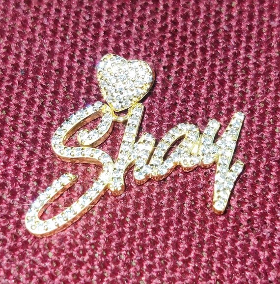 Custom Name Pendant: Lab-created Diamond, 14K Yellow Gold Finish