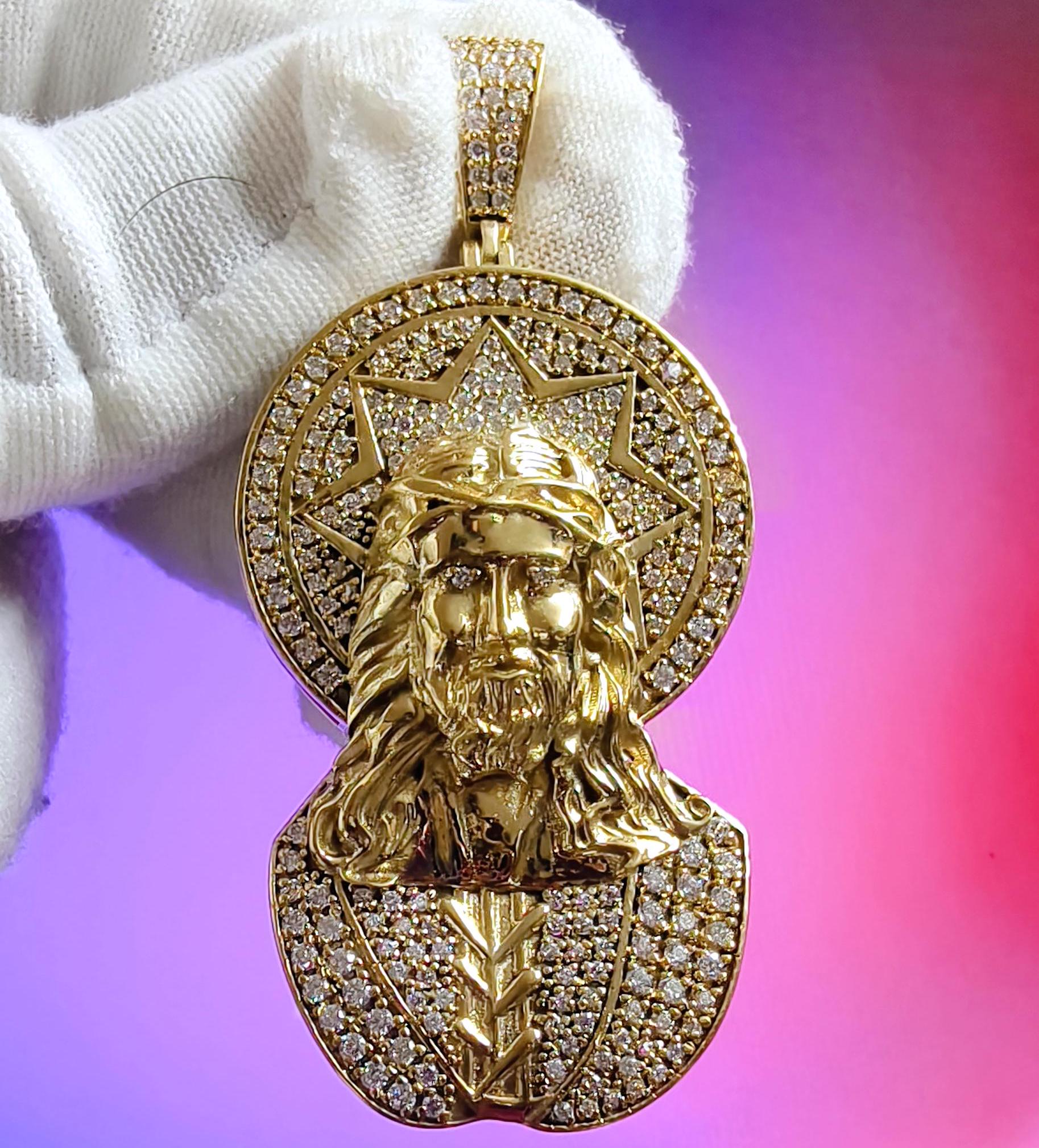 Hip Hop 3ct Round VVS1/D Diamond Jesus Pendant/ Iced Out