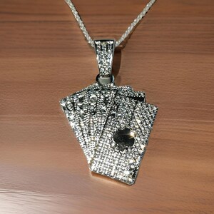 As de pique MOISSANITE super glacé homme femme roi reine quinte flush royale cartes de poker pendentif argent/or 925 PASS DIAMOND testeur cadeau