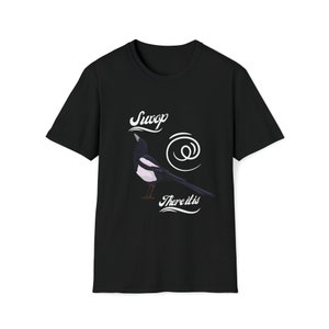MINIMALISTIC Shirt, BIRD Shirt, Environmental Shirt, Designer Shirt, Charming Swoop There It Is Magpie Tee, NATURE And Humor Lover Tee Shirt image 4