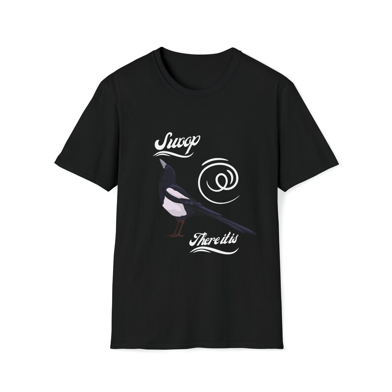 MINIMALISTIC Shirt, BIRD Shirt, Environmental Shirt, Designer Shirt, Charming Swoop There It Is Magpie Tee, NATURE And Humor Lover Tee Shirt image 4
