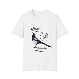 MINIMALISTIC Shirt, BIRD Shirt, Environmental Shirt, Designer Shirt, Charming Swoop There It Is Magpie Tee, NATURE And Humor Lover Tee Shirt image 1