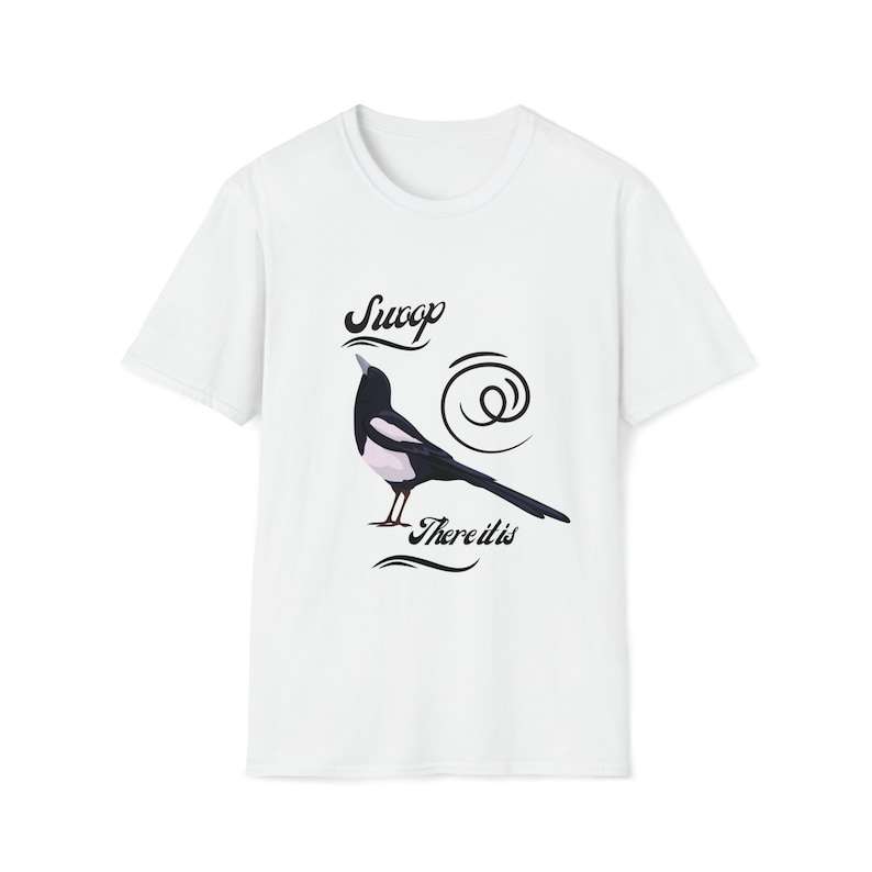 MINIMALISTIC Shirt, BIRD Shirt, Environmental Shirt, Designer Shirt, Charming Swoop There It Is Magpie Tee, NATURE And Humor Lover Tee Shirt image 1