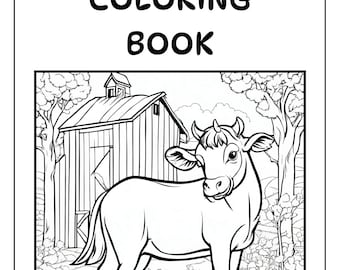 10 Printable Kids, Children Coloring/Colouring Pages of Barnyard, Barn Animals, Farm Animals in PDF Print Format - Instant Digital Download