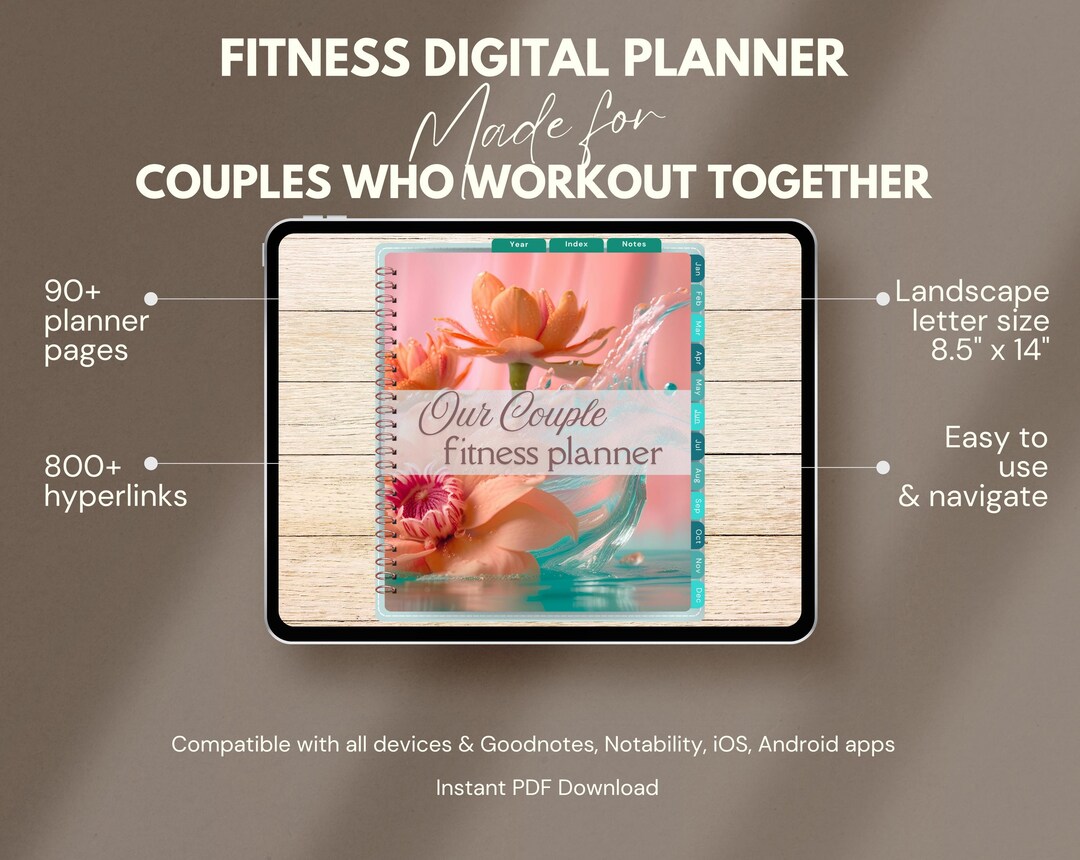 Couple Workout Planner, Digital Fitness Journal, Undated Gym Tracker, Ipad, Goodnotes ...
