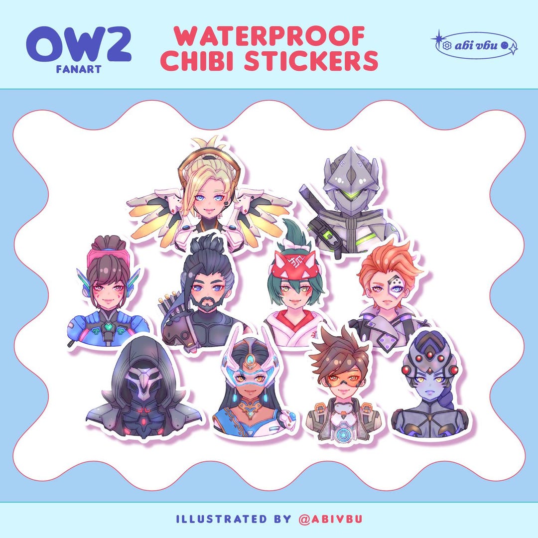 Overwatch 2 Chibi Laptop Sticker: Waterproof Vinyl Fanart Stickers by ...