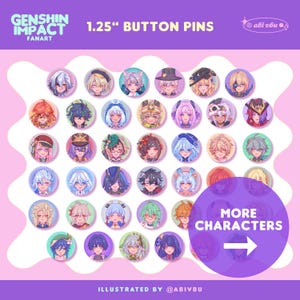 Spilla Genshin Chibi da 1,25" con bottone: Fanart di Genshin Impact di AbiVbu