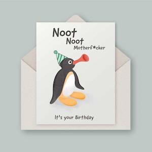 Pingu Birthday Card - Funny, rude birthday card for a best friend, boyfriend, brother, girlfriend, fiancé, fiancée, husband, wife or partner