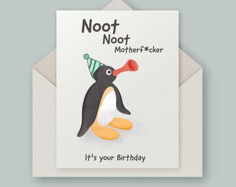 Pingu Birthday Card - Funny, rude birthday card for a best friend, boyfriend, brother, girlfriend, fiancé, fiancée, husband, wife or partner