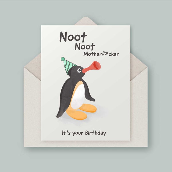 Pingu Birthday Card - Funny, rude birthday card for a best friend, boyfriend, brother, girlfriend, fiancé, fiancée, husband, wife or partner