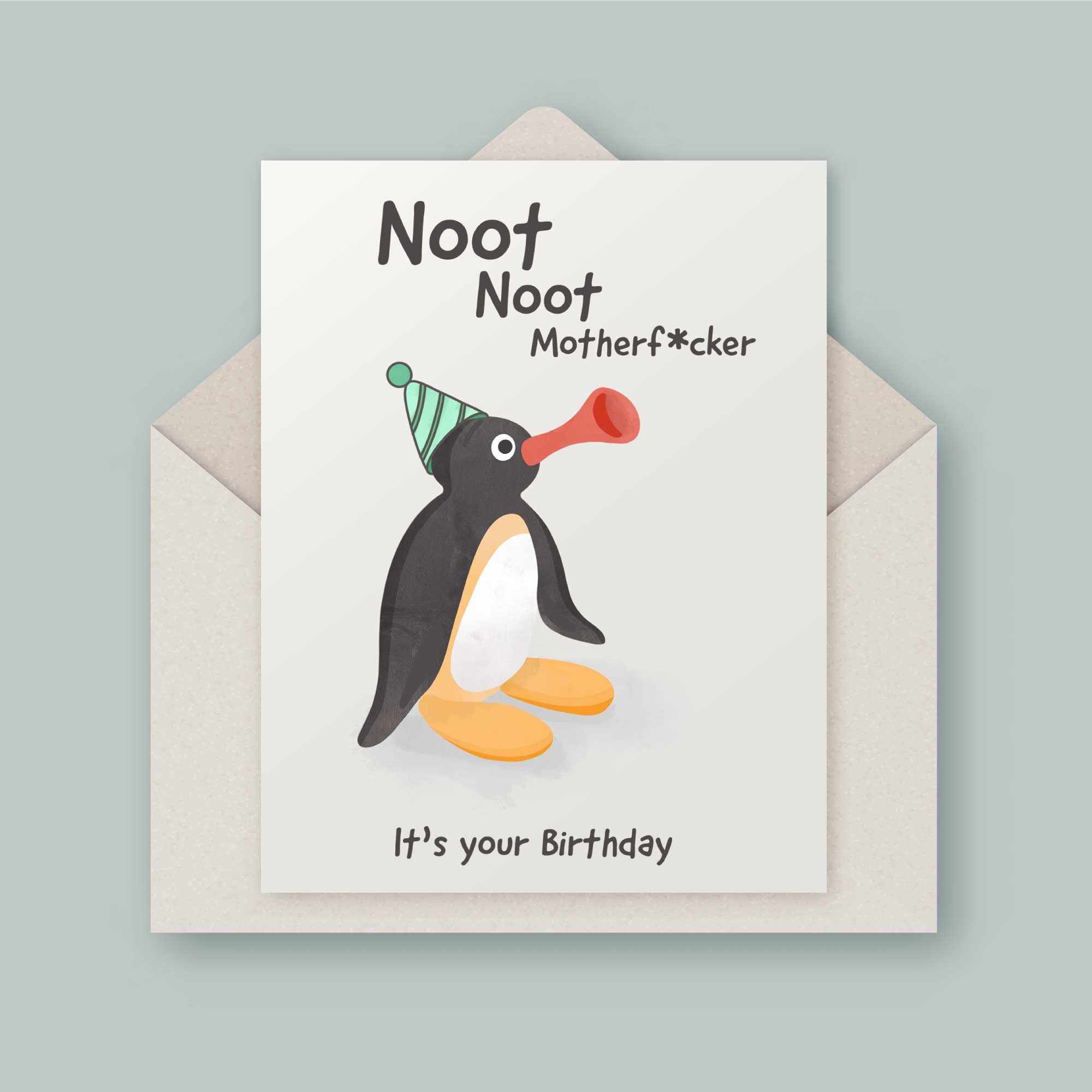 Pingu Birthday Card Funny, Rude Birthday Card for a Best Friend
