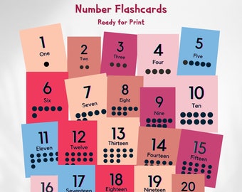 Number Flashcards printable educational flash cards digital