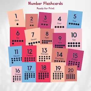 Colorful Number Flashcards Numbers 1 20 Flash Cards Printable