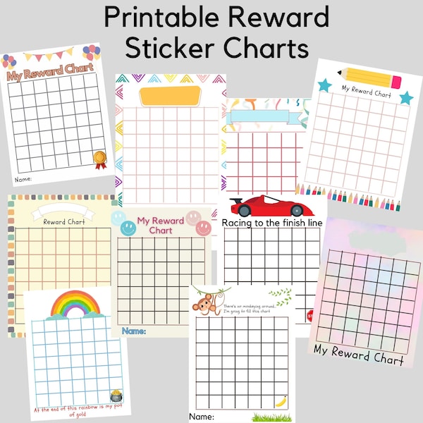 Sticker Behavior Reward Charts, Printable Incentive Charts, Classroom Incentive Chart, home incentive Chart, Set of 10 Different designs