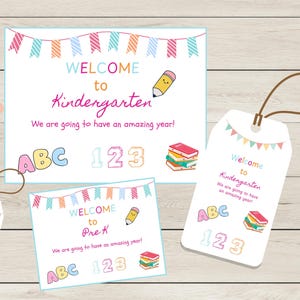Étiquettes-cadeaux de bienvenue pour la maternelle, cartes de correspondance, Welcome Pre K, rentrée des classes