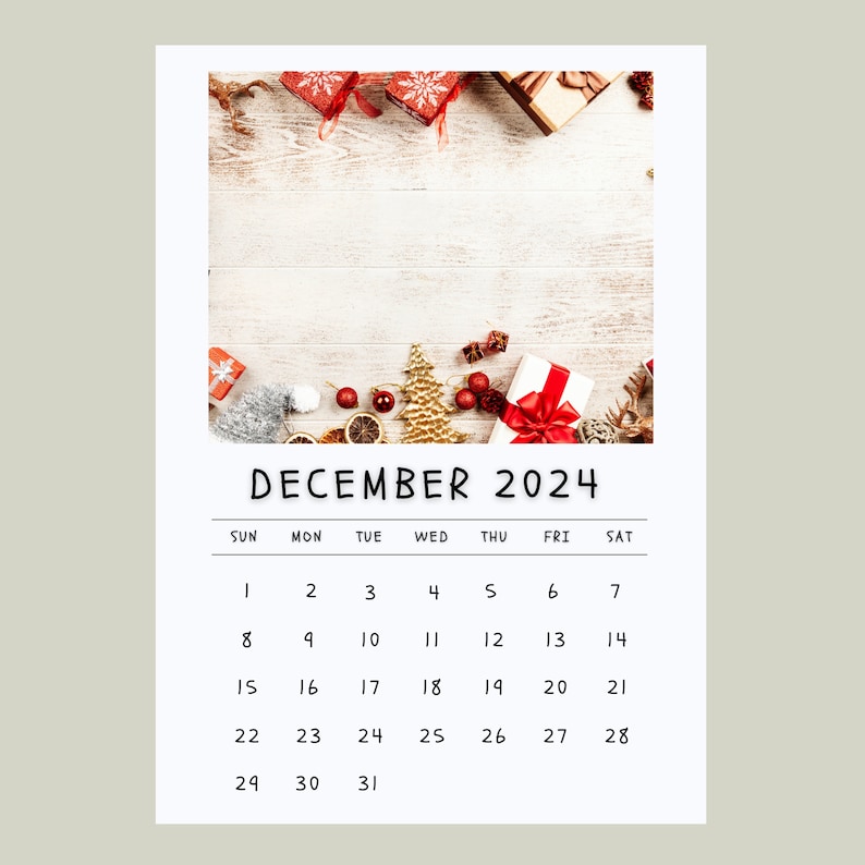 2024 Monthly Printable Calendar, Seasonal Photo Calendar, Planner, Wall