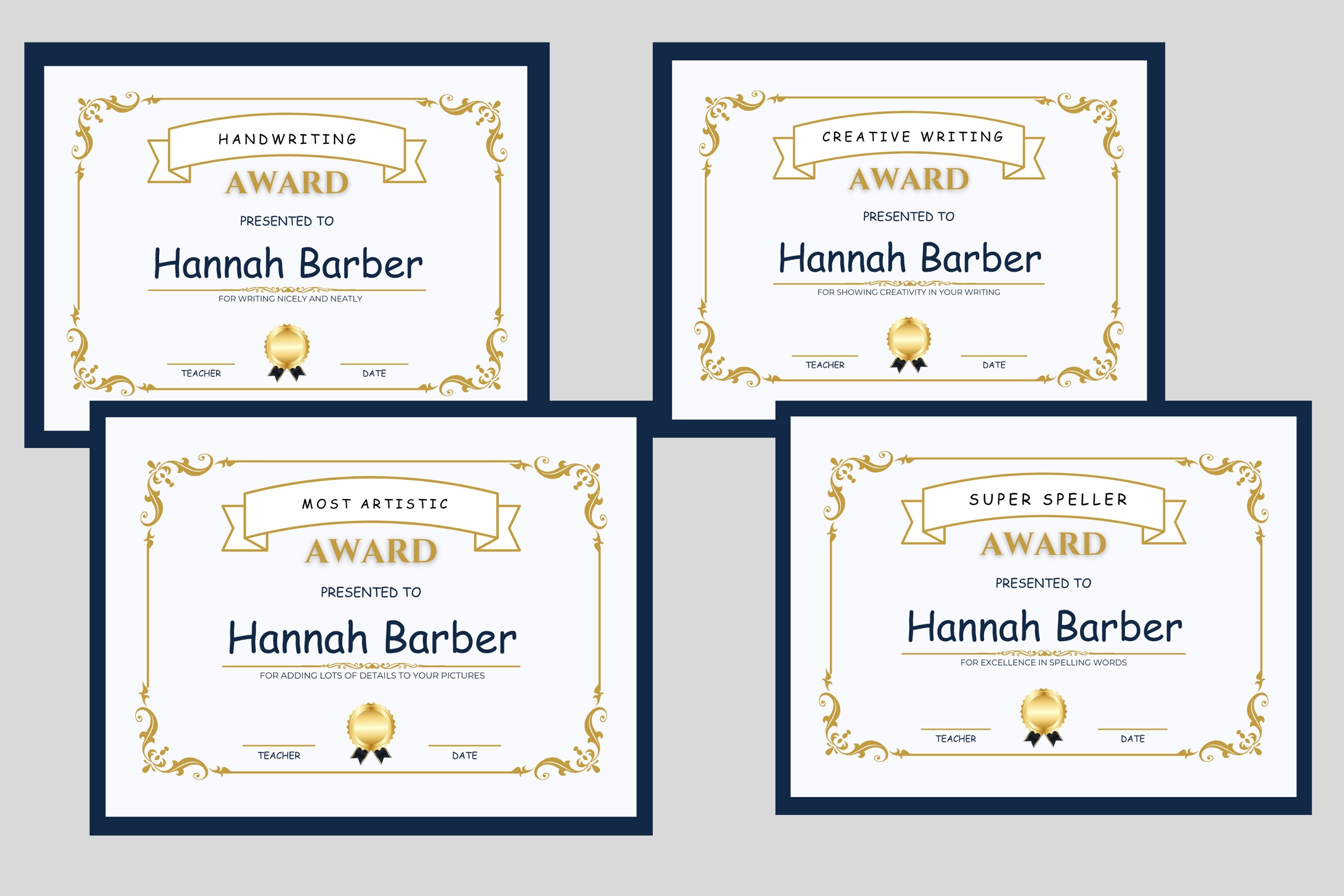 Student Award Certificates Printable Editable Awards - Etsy Canada