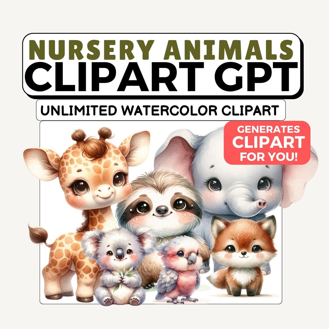 UNLIMITED Cute Nursery Animals Clipart Generator Chat Gpt Lifetime ...