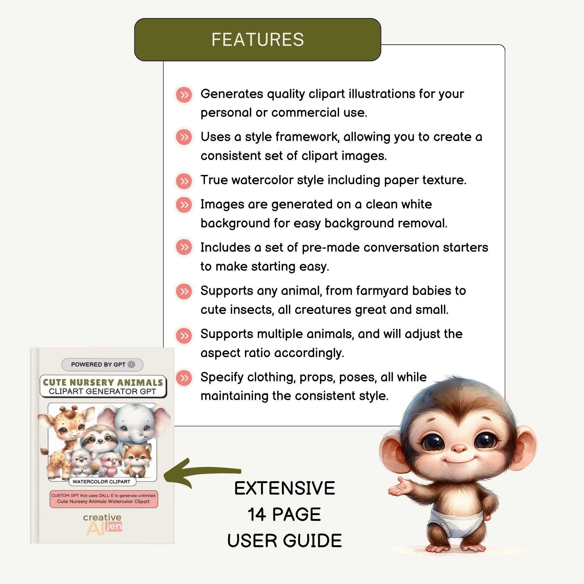 UNLIMITED Cute Nursery Animals Clipart Generator Chat Gpt Lifetime ...