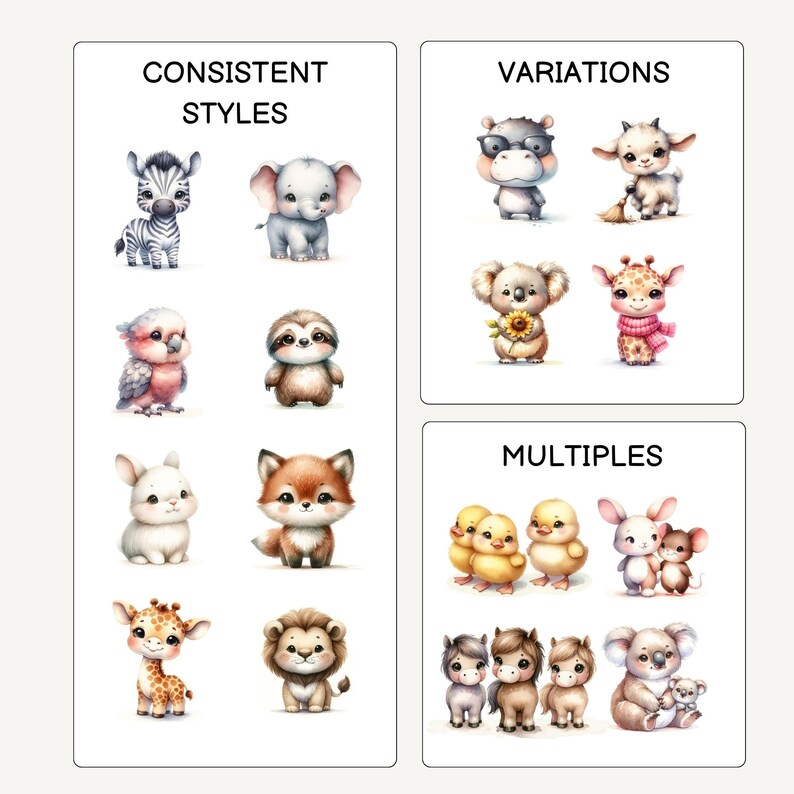 UNLIMITED Cute Nursery Animals Clipart Generator Chat Gpt Lifetime ...