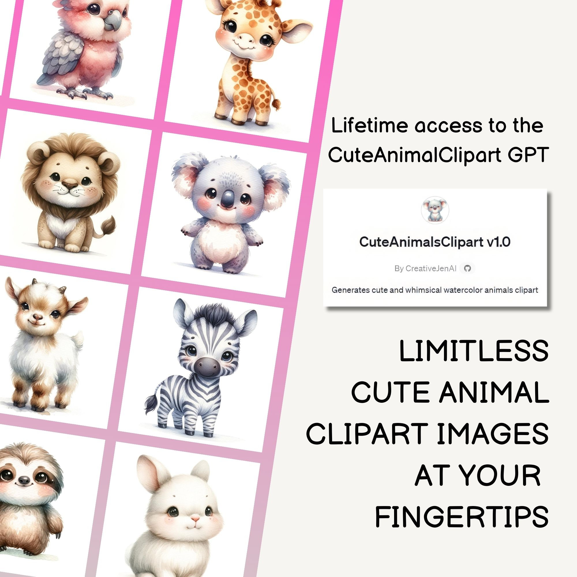UNLIMITED Cute Nursery Animals Clipart Generator Chat Gpt Lifetime ...