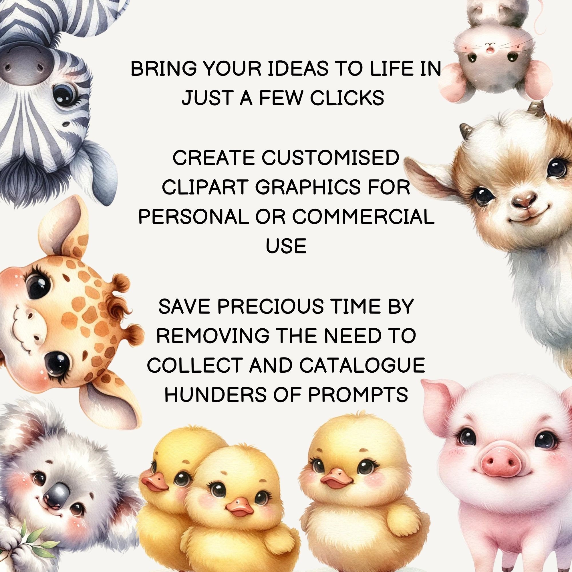 UNLIMITED Cute Nursery Animals Clipart Generator Chat Gpt Lifetime ...