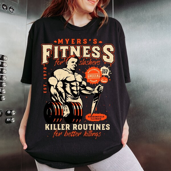 Michael Myers Fitness Shirt Ironisches Myers Halloween T-Shirt Horror Gym Shirt Halloween Shirt Gym Fans Horror Film Shirt