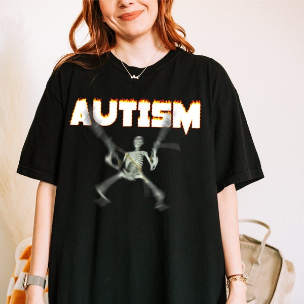 Ironisches Autismus Shirt Schiessendes Skelett Meme Shirt Schwarzer Humor Erwachsene Autismus Dank Meme Unisex Meme Shirt Skelettmann Waffe