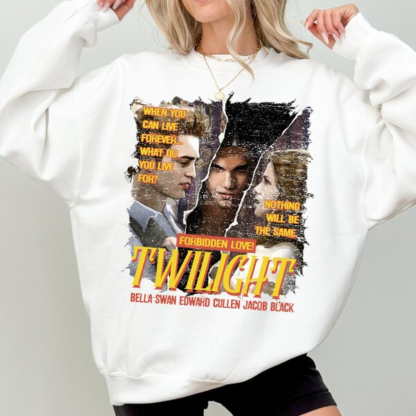 Vintage Twilight Saga Sweater, Vampir Romanze, Sweatshirt für Filmliebhaber, Bella und Edward Sweater, Geschenk Freundin, Retro Sweater