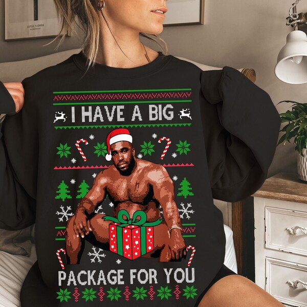 I Have a Big Package Meme Barry hässlicher Christmas Sweater, Witziger Weihnachtspulli ironisch, Wichtelgeschenk urkomisch