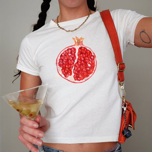 Kokettes Granatapfel Baby Tee, 2000s Croptop Y2K Style, Soft Girl Ära, Geschenk Tiktok Clean Girl Pinterest Aesthetic Shirt, Obst Shirt