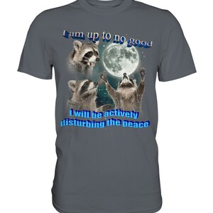 I am Up To No Good Raccoon Meme Shirt, Possum Meme Shirt, Raccoon Shirt, Full Moon Shirt, Funny Stupid Shirts, Trash Panda Fan Shirt Convoy Grey