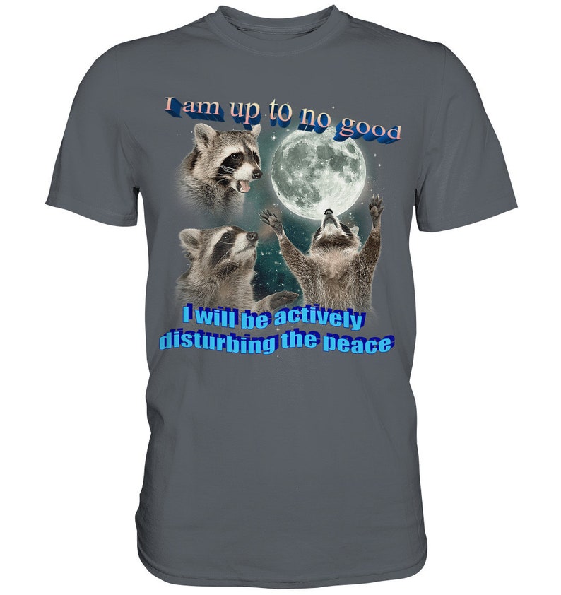 I am Up To No Good Raccoon Meme Shirt, Possum Meme Shirt, Raccoon Shirt, Full Moon Shirt, Funny Stupid Shirts, Trash Panda Fan Shirt Convoy Grey